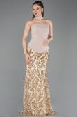 Robe Queue de Poisson Longue Squameuse Beige ABU5896