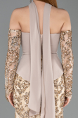 Robe Queue de Poisson Longue Squameuse Beige ABU5896