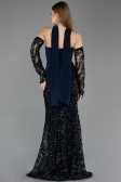 Robe Queue de Poisson Longue Squameuse Bleu Marine ABU5896