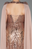 Robe De Soirée Grande Taille Longue Squameuse Cuivre ABU5830