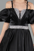Robe de Soirée Enfants Longue Satin Noir ABU5901