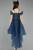 Robe de Soirée Enfants Devant Court Dos Long Bleu Marine ABO128