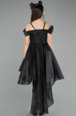 Robe de Soirée Enfants Devant Court Dos Long Noir ABO128