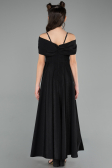 Robe de Soirée Enfants Longue Satin Noir ABU5910