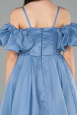 Robe de Soirée Enfants Longue Bleu ABU5912