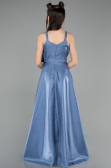 Robe de Soirée Enfants Longue Satin Indigo ABU4831