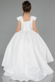 Robe de Mariage Pour Enfant Longue Satin Blanc ABG177