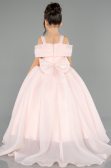 Robe de Mariage Pour Enfant Longue Satin Saumon ABG173