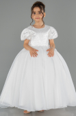 Robe de Mariage Pour Enfant Longue Satin Blanc ABG174