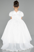 Robe de Mariage Pour Enfant Longue Satin Blanc ABG174