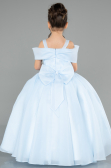 Robe de Mariage Pour Enfant Longue Satin Bleu clair ABG175