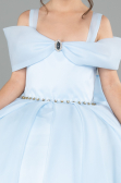 Robe de Mariage Pour Enfant Longue Satin Bleu clair ABG175