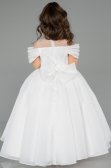 Robe de Mariage Pour Enfant Longue Satin Blanc ABG176