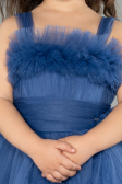 Robe de Soirée Enfants Devant Court Dos Long Indigo ABO129