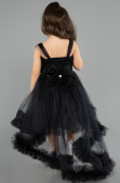 Robe de Soirée Enfants Devant Court Dos Long Noir ABO129