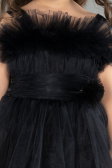 Robe de Soirée Enfants Devant Court Dos Long Noir ABO129