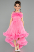Robe de Soirée Enfants Devant Court Dos Long Rose ABO130