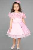 Robe de Soirée Enfants Courte Satin Rose ABK2573