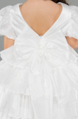 Robe de Soirée Enfants Devant Court Dos Long Satin Blanc ABO131