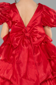 Robe de Soirée Enfants Devant Court Dos Long Satin Rouge ABO131