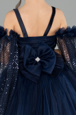 Robe de Mariage Pour Enfant Longue Bleu Marine ABG179