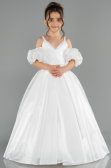 Robe de Mariage Pour Enfant Longue Satin Blanc ABG185