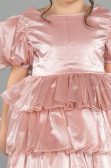 Robe de Soirée Enfants Devant Court Dos Long Satin Poudre ABO131