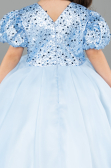 Robe De Mariage Pour Enfant Satin Longue Bleu ABG174