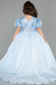 Robe De Mariage Pour Enfant Satin Longue Bleu ABG174