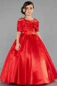Robe de Mariage Pour Enfant Longue Satin Rouge ABG172