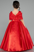 Robe de Mariage Pour Enfant Longue Satin Rouge ABG172