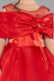 Robe de Mariage Pour Enfant Longue Satin Rouge ABG172