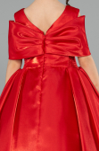 Robe de Mariage Pour Enfant Longue Satin Rouge ABG172