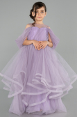 Robe de Soirée Enfants Devant Court Dos Long Lilas ABO127
