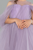 Robe de Soirée Enfants Devant Court Dos Long Lilas ABO127