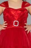 Robe de Soirée Enfants Devant Court Dos Long Rouge ABO105