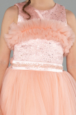 Robe de Soirée Enfants Longue Saumon ABU3909