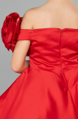 Robe De Soirée Enfants Satin Courte Rouge ABK2573