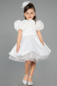 Robe De Soirée Enfants Satin Courte Blanc ABK2573