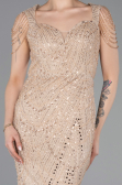 Robe de Soirée Longue Perlé Or ABU5914