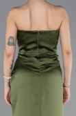 Robe de Soirée Longue Satin Kaki ABU5923