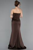 Robe de Soirée Longue Satin Brun ABU5923