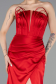 Robe de Soirée Longue Satin Rouge ABU5923