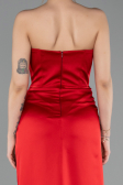 Robe de Soirée Longue Satin Rouge ABU5923
