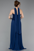 Robe de Soirée Longue Mousseline Bleu Marine ABU5917