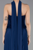 Robe de Soirée Longue Mousseline Bleu Marine ABU5917