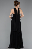Robe de Soirée Longue Mousseline Noir ABU5917