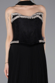 Robe de Soirée Longue Mousseline Noir ABU5917