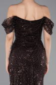 Robe De Soirée Perlé Longue Brun ABU5557
