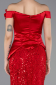 Robe De Soirée Perlé Longue Rouge ABU5616